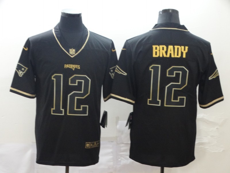 Men's New England Patriots #12 Tom Brady Black Jersey